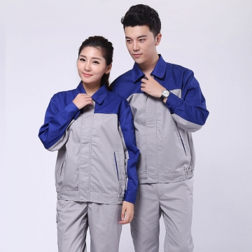 艳蓝配浅灰工作服AC072