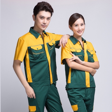  墨绿拼黄色夏季工作服AD08-3