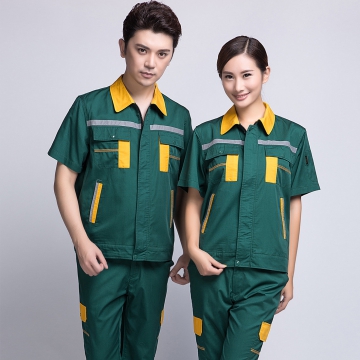 墨绿拼黄色工作服AD09-3