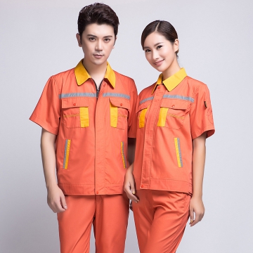 橘黄拼黄色工作服AD09-5