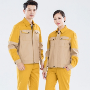 驼色拼黄色春季工作服AC14-4