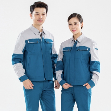 湖蓝色拼浅灰春季工作服AC20-2