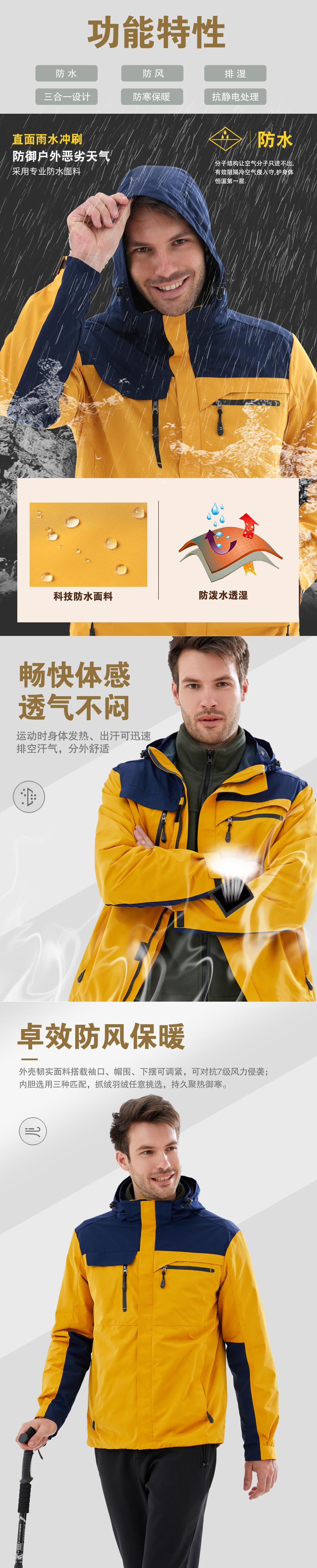 黄拼色冲锋衣CF1902-2(图2)