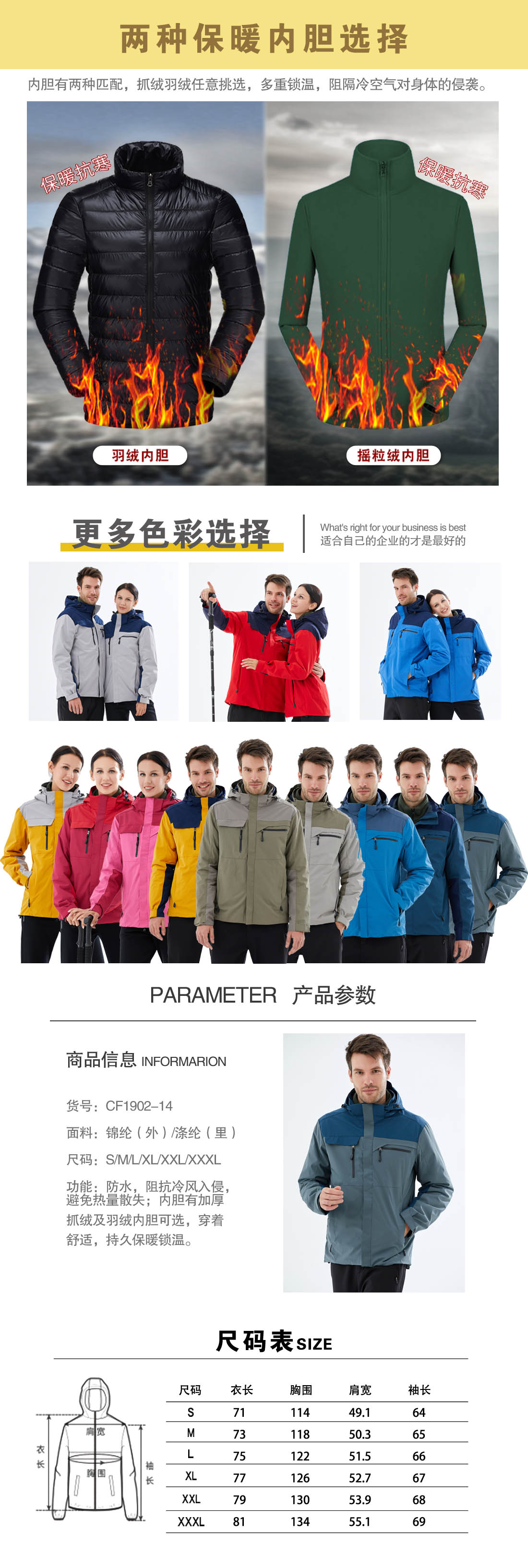 藏青拼绿色冲锋衣CFY1902-14(图3)