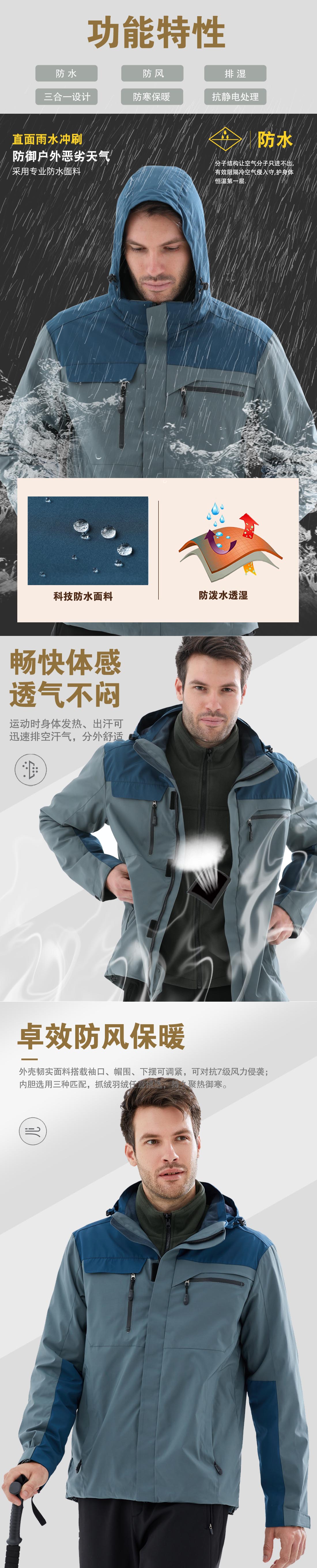 藏青拼绿色冲锋衣CFY1902-14(图2)