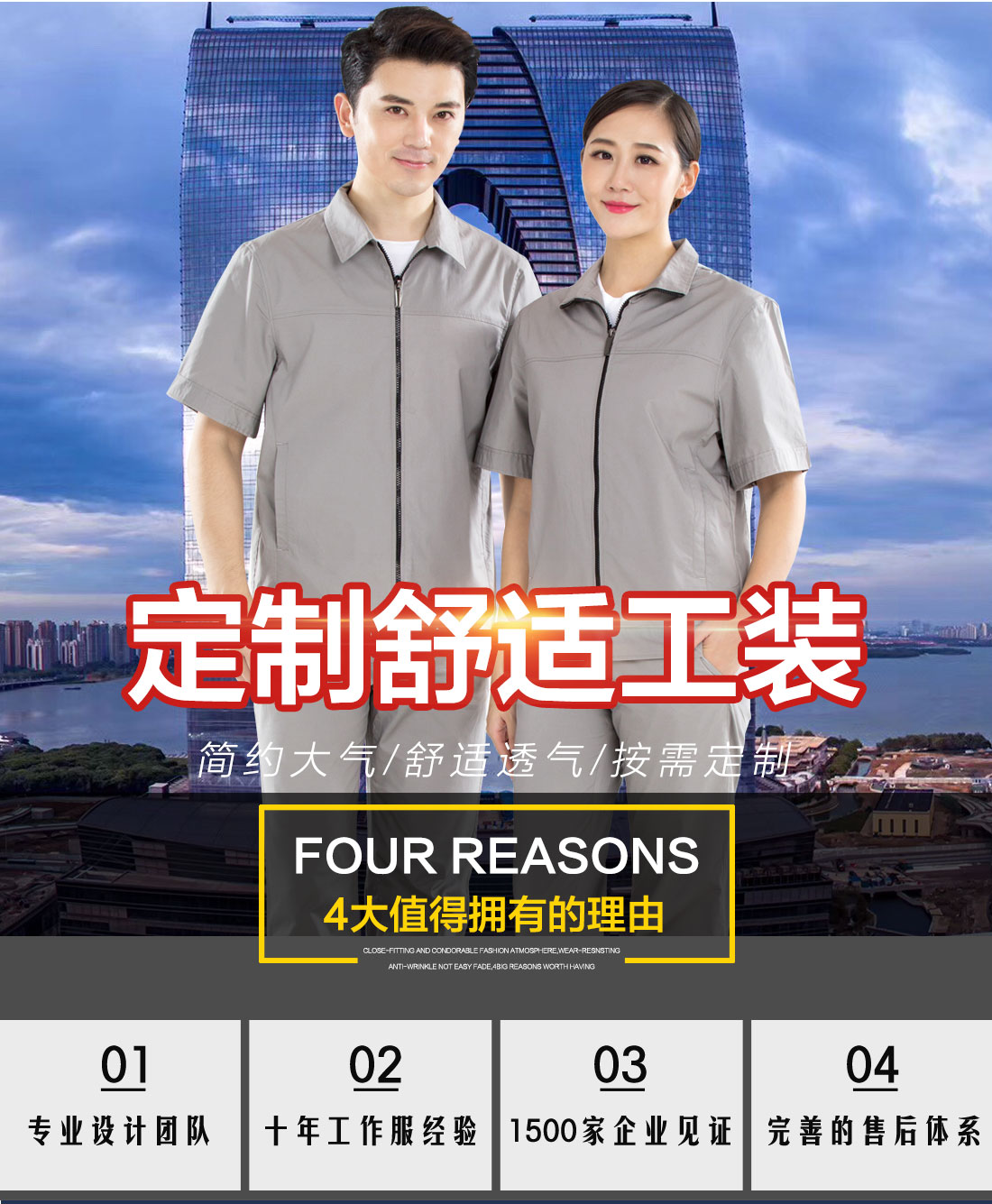 浅色拉链夏季工作服AD19-1(图1)