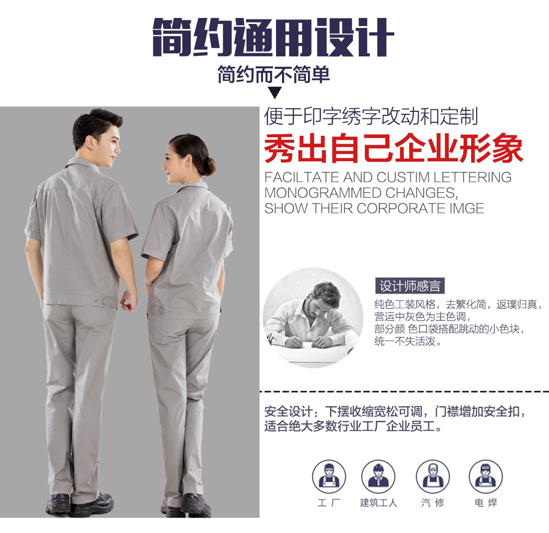 浅色拉链夏季工作服AD19-1(图5)