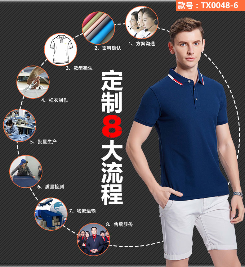 领口拼色铜氨珠地T恤衫TX0048(图7)